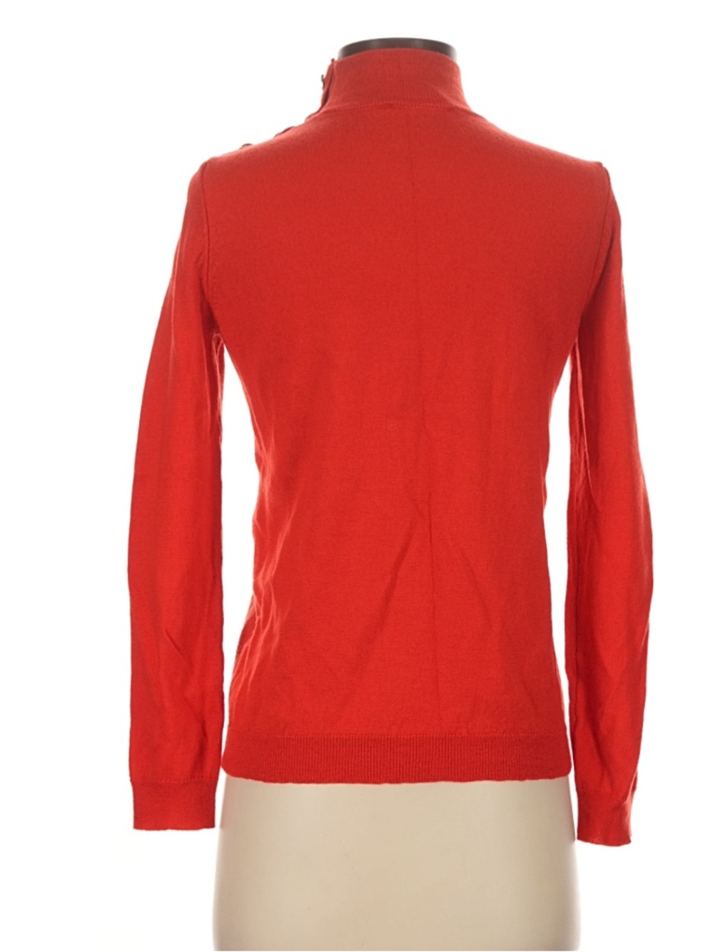 Sezane Jacob Jumper Cherry Red merino Wool Ribbed Fitted Sweater XS - Picture 3 of 7